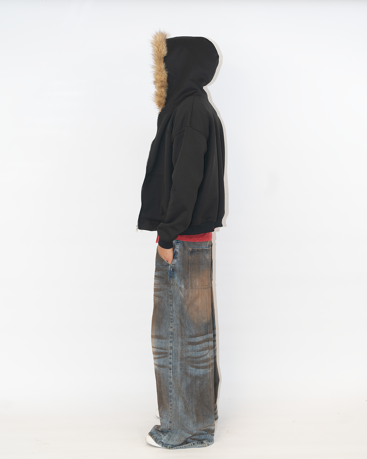 BLACK FUR HOODIE