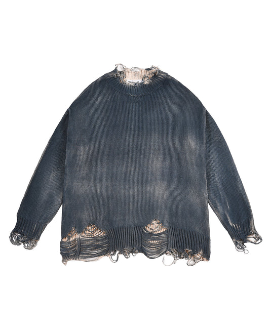 DARK BLUE DECAYED SWEATER