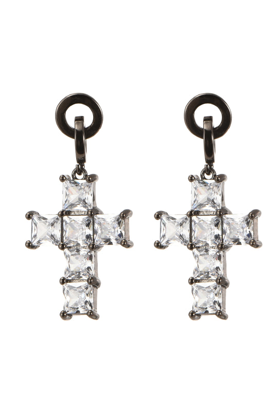 ICE CUBE CROSS EARRINGS