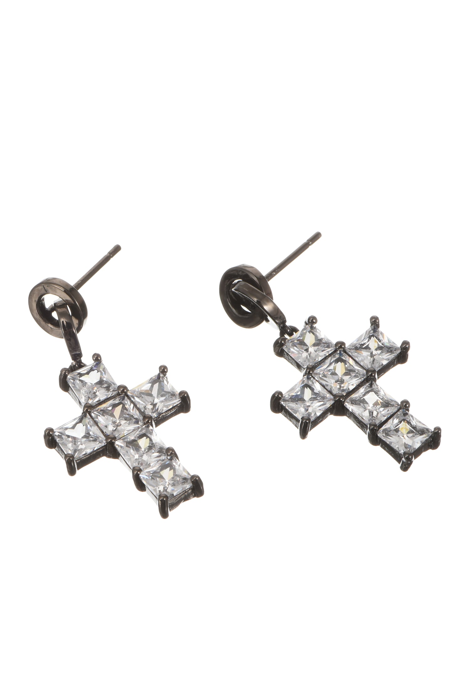 ICE CUBE CROSS EARRINGS