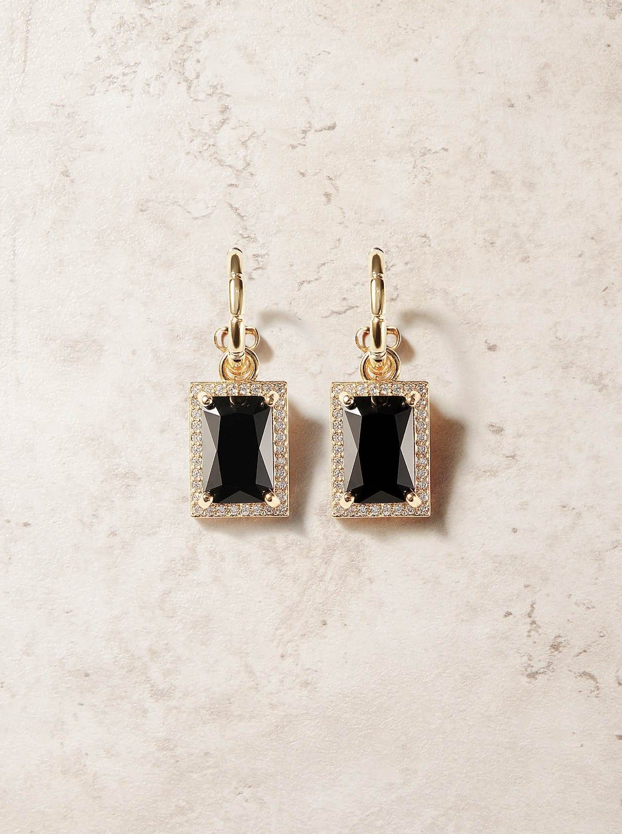 BLACK SQUARE DIAMOND EARRINGS