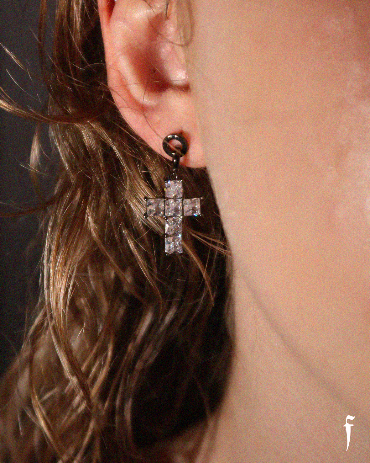 ICE CUBE CROSS EARRINGS