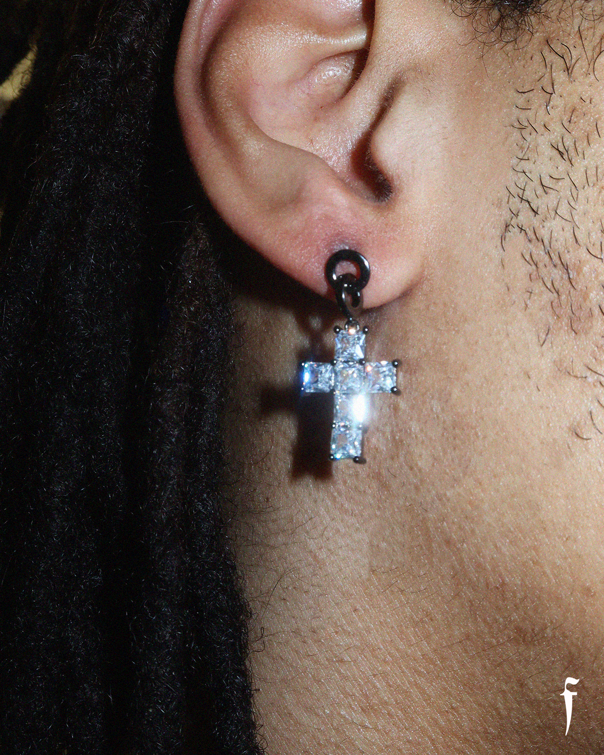 ICE CUBE CROSS EARRINGS