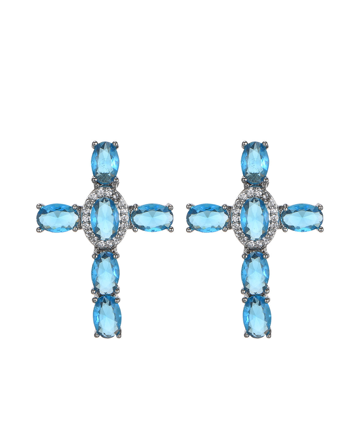 BLUE FUGUE CROSS EARRING