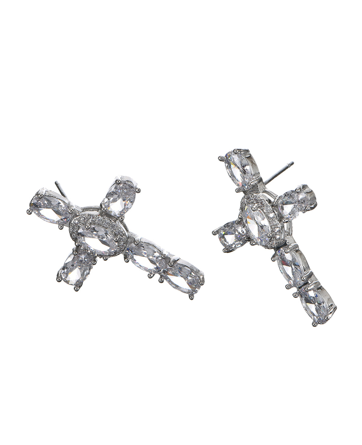 WHITE FUGUE CROSS EARRING