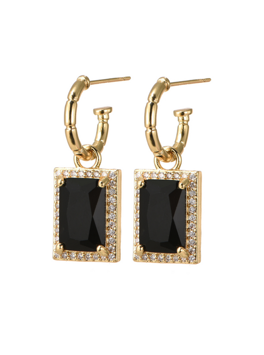 BLACK SQUARE DIAMOND EARRINGS