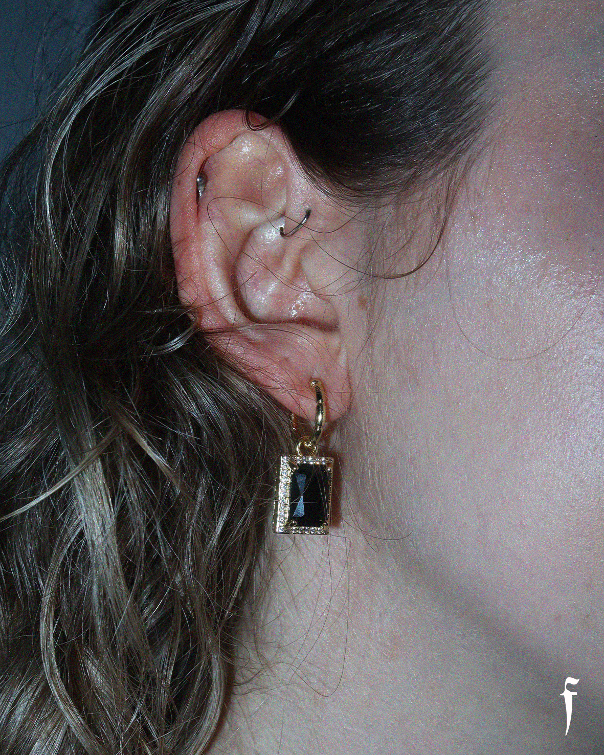 BLACK SQUARE DIAMOND EARRINGS